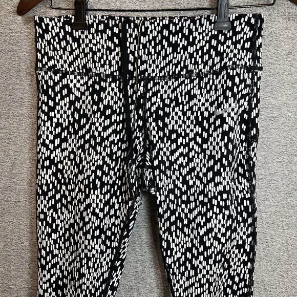 Nike Running Leggings Women Size S Black White Printed Mesh Cropped Yoga Stretch - Picture 8 of 14